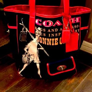 Coach Tote, blue/pink